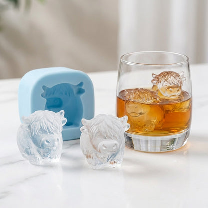 🐮 Mini ylämaankarja -jääpalamuotti – 3D-silikonia jääpaloille