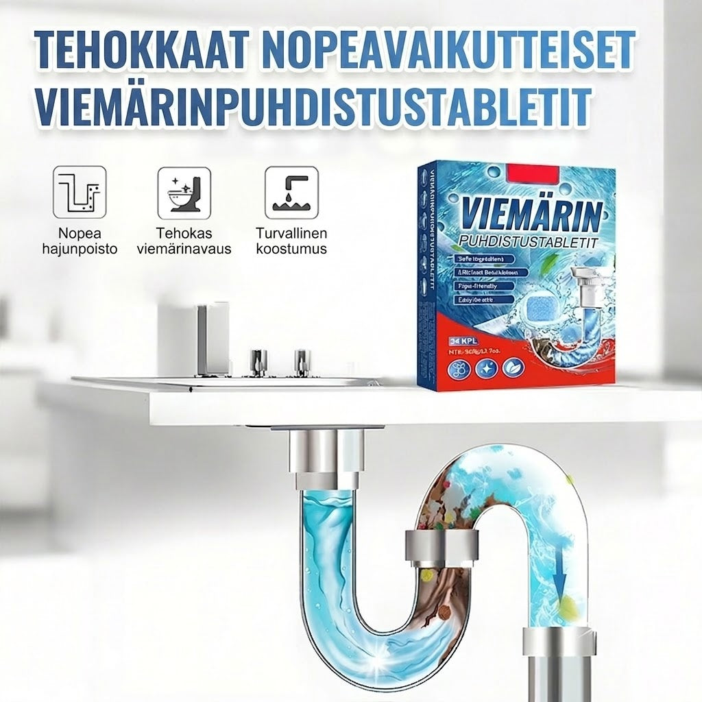 🚽 Nopeasti vaikuttavat viemärinavaustabletit – Sopivat keittiöön, kylpyhuoneeseen ja viemäreihin