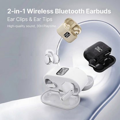 2-in-1 Langattomat Bluetooth-kuulokkeet korvakoukuilla ja nappikuulokkeilla – 30 tunnin toistoaika