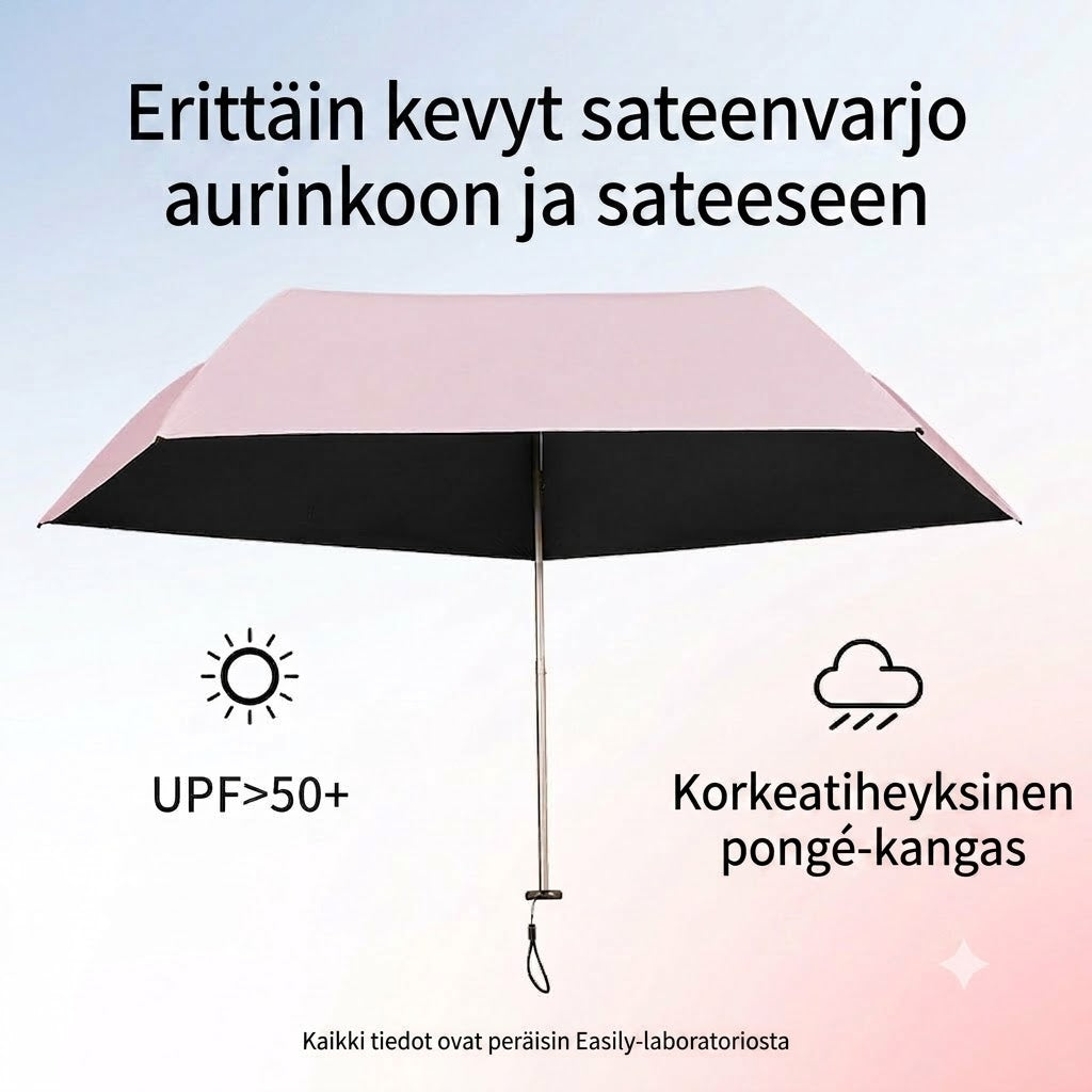 Ultrakevyt hiilikuituvarjo – UV-suoja (musta pinnoite) aurinkoon ja sateeseen ☂️