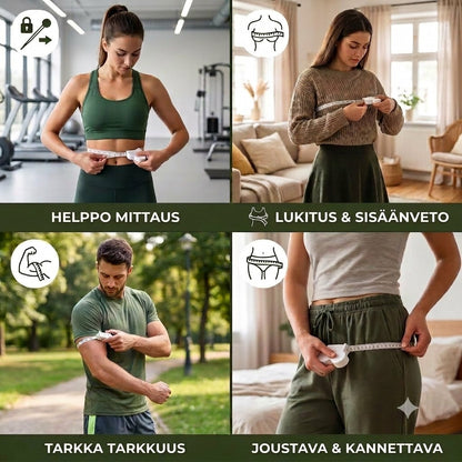 Automaattisesti kelautuva 3D-vartalomittanauha – Vyötärön, lantion, rinnan ja käsivarsien tarkkaan mittaukseen