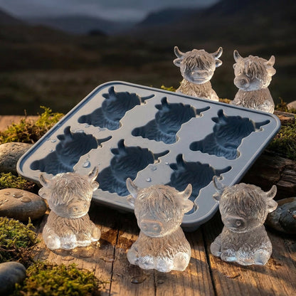 🐮 Mini ylämaankarja -jääpalamuotti – 3D-silikonia jääpaloille