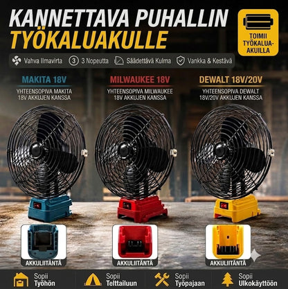 Kannettava tuuletin työkalun akulla