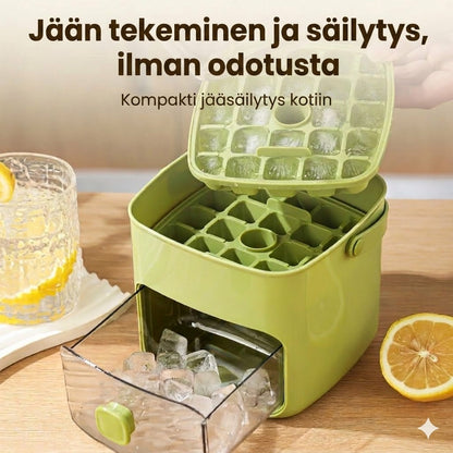 Silikoninen jääpalamuotti kannella – Painonapillinen jääpalamuki kantokahvalla