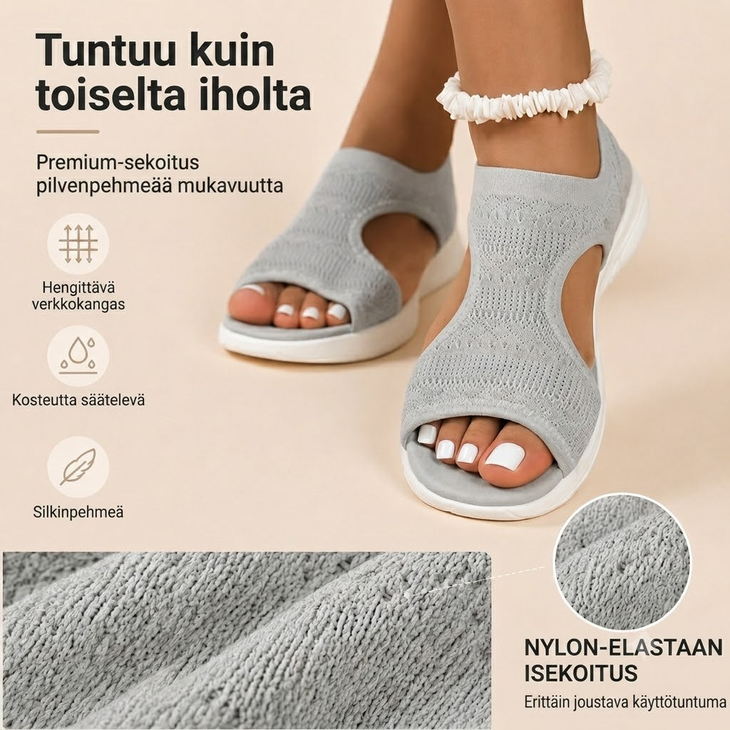 Mukavat ja hengittävät matalakantaiset sandaalit
