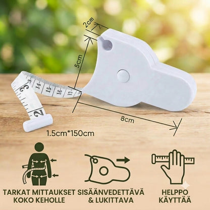 Automaattisesti kelautuva 3D-vartalomittanauha – Vyötärön, lantion, rinnan ja käsivarsien tarkkaan mittaukseen