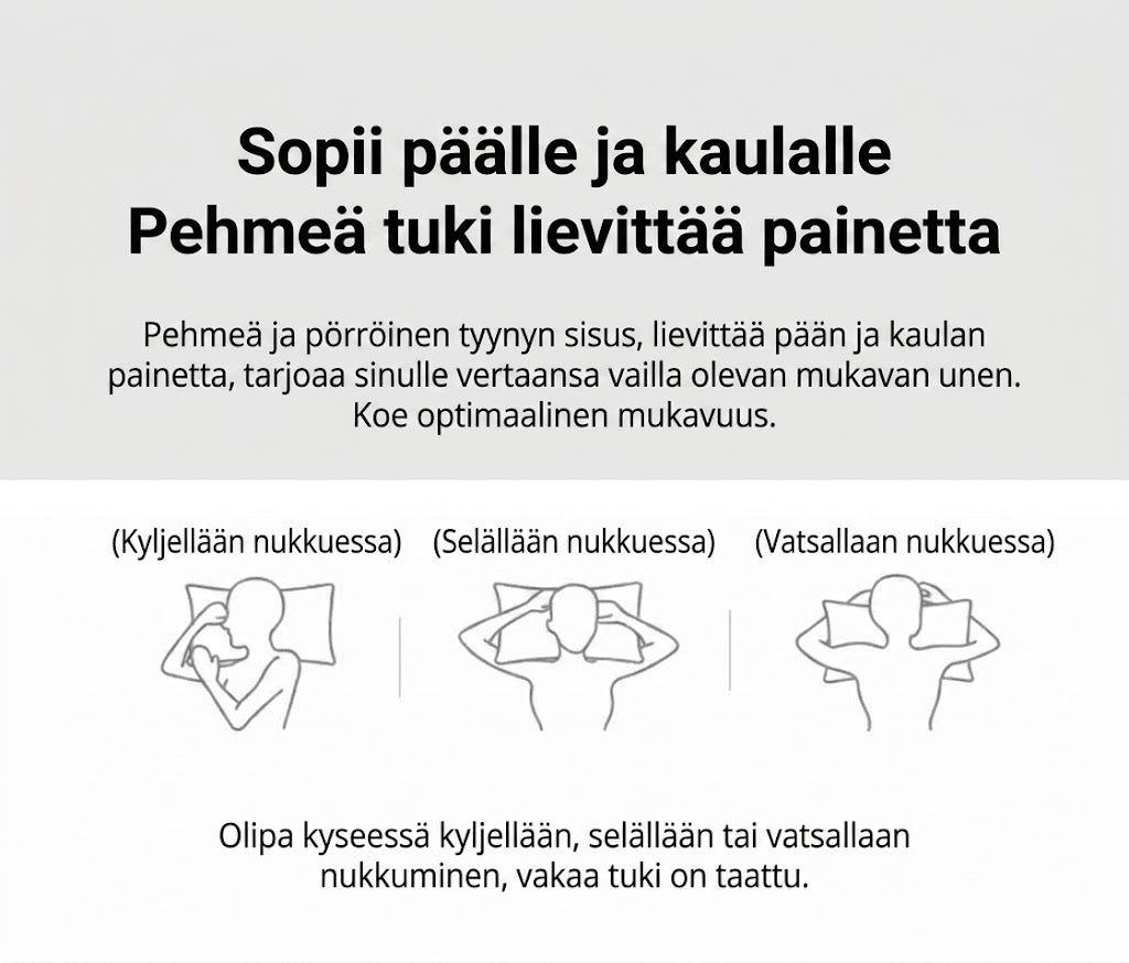 Ergonominen niskatyyny – Hengittävä, pehmeä & 3D-tikkausteknologialla (1 kpl)