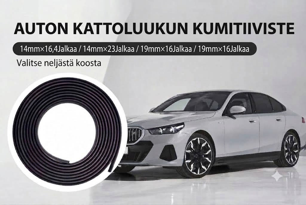 Leikattava auton kuminen tiivistenauha