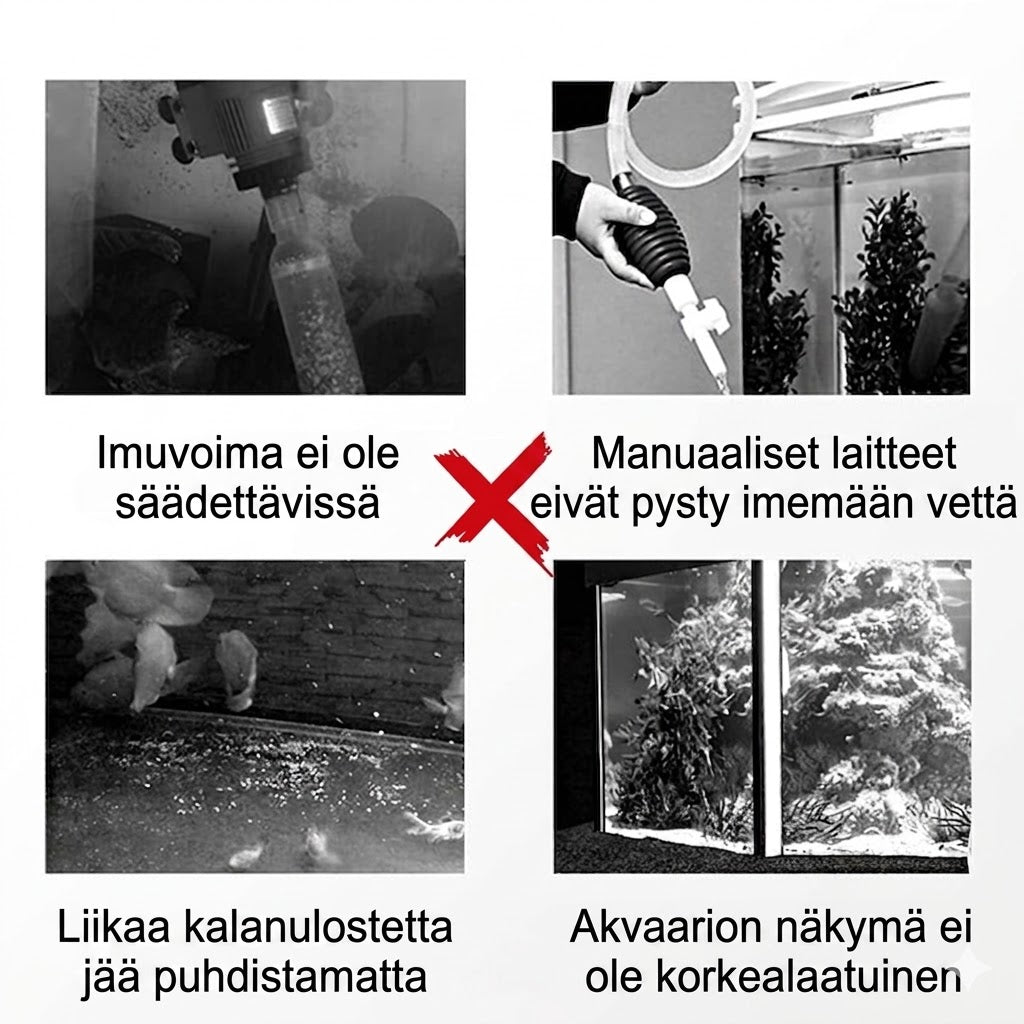 Sähkökäyttöinen akvaarion imuri ja vedenvaihtaja - 3-in-1-pohjaimuri - Suodatintoiminnolla