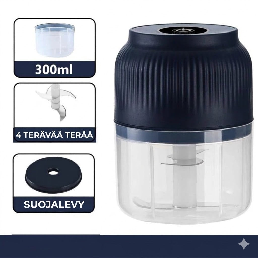 Langaton minisilppuri – Sähköinen monitoimikone valkosipulille ja sipulille – USB-ladattava