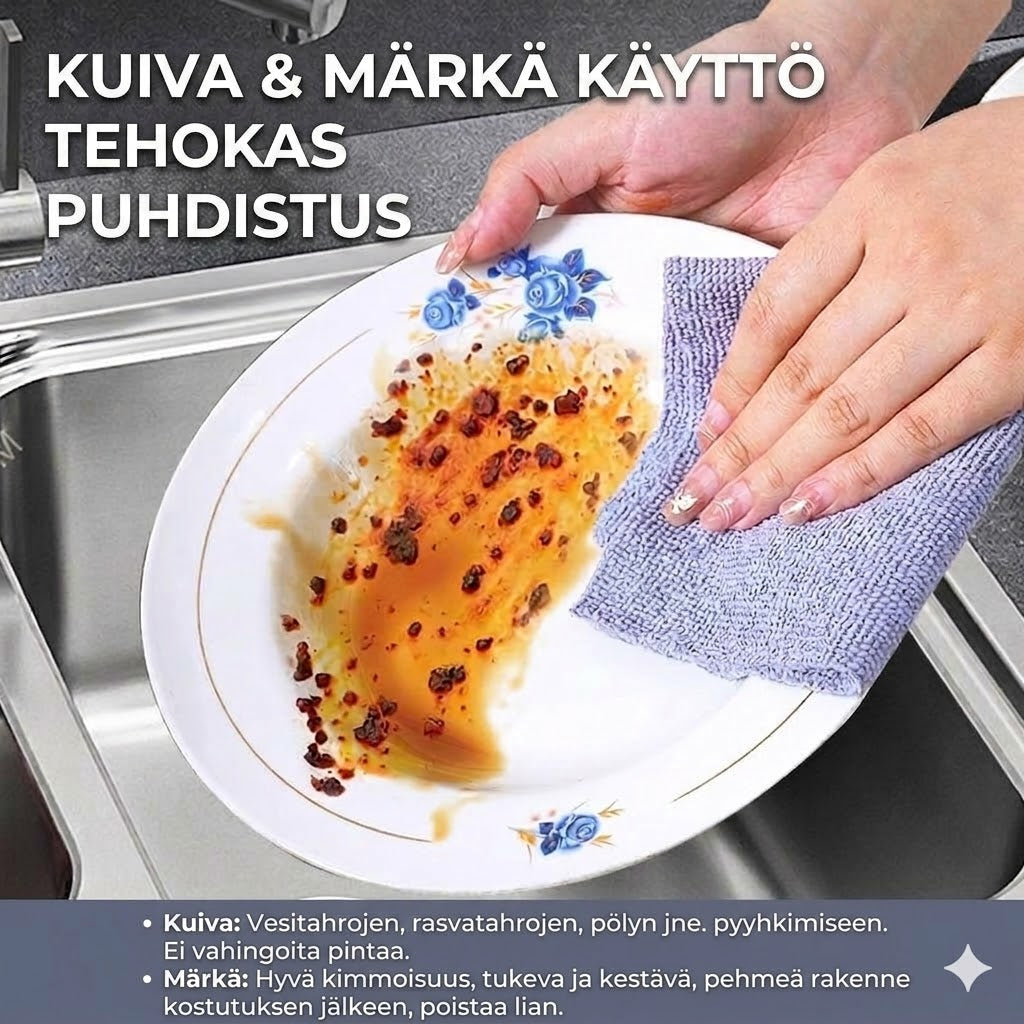 Uudelleenkäytettävä puhdistusliina