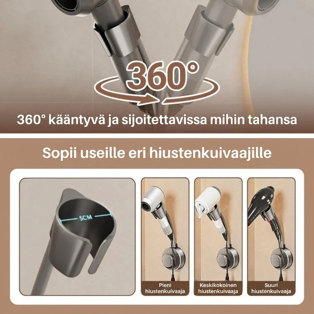 Handsfree-hiustenkuivaajateline