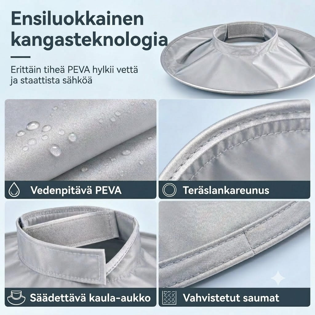 Vedenpitävä hiustenleikkausviitta kerääjällä – Kokoontaitettava sateenvarjoviitta kotiparturointiin