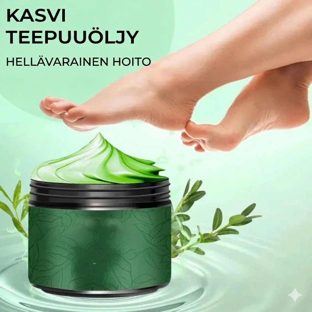 Kosteuttava jalkavoide teepuuöljyllä ja aloe veralla - Kuiville jaloille