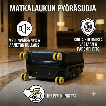 Matkalaukun pyörien suojus