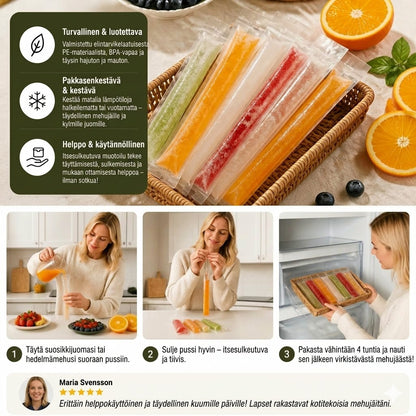 DIY-mehujöpussit (100 kpl) – Kertakäyttöiset mehujäämuit