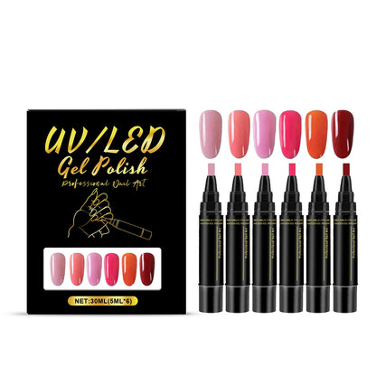 SalonPen – 3-in-1 kynsilakkakynä (UV-lampulla) – 6 kpl pakkaus