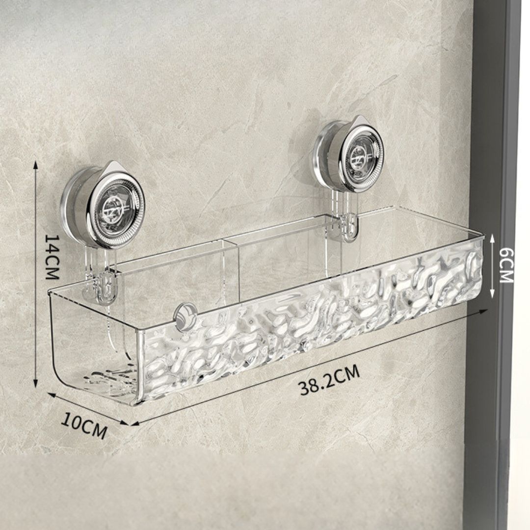 Kylpyhuoneen kulmahylly imukupeilla – Säilytyshylly ilman poraamista