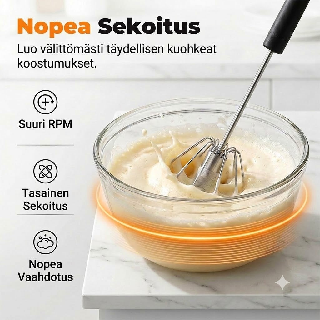 Kätevä keittiöapulainen: Ruostumattomasta teräksestä valmistettu vispilä liukumattomalla kahvalla