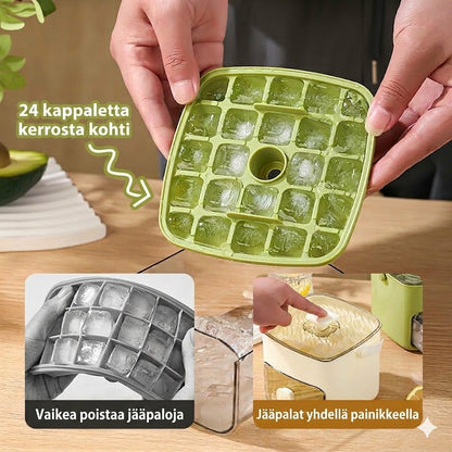 Silikoninen jääpalamuotti kannella – Painonapillinen jääpalamuki kantokahvalla