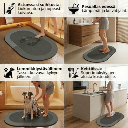 Nopeasti kuivuva kylpyhuoneen matto