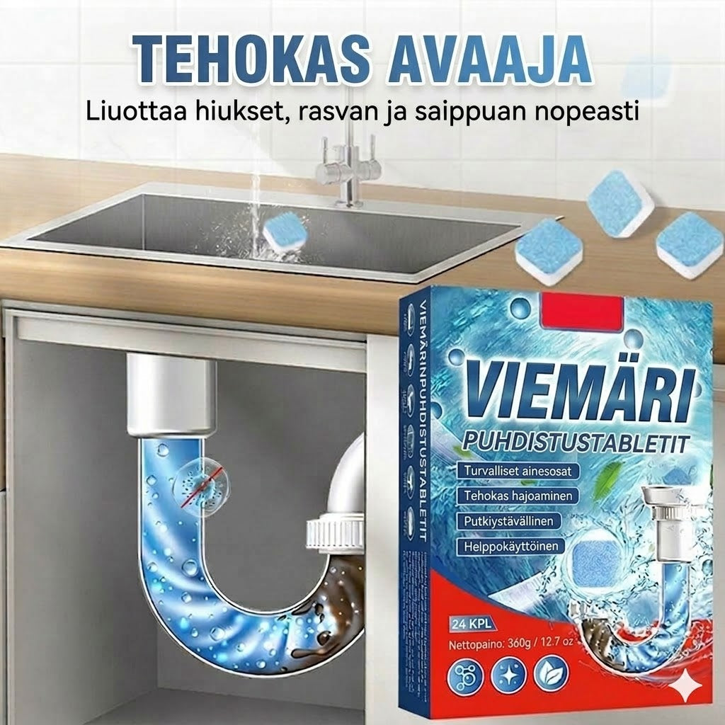 🚽 Nopeasti vaikuttavat viemärinavaustabletit – Sopivat keittiöön, kylpyhuoneeseen ja viemäreihin