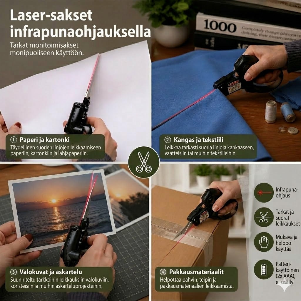 Infrapunaohjatut sakset – Tarkka kohdistus ompeluun ja askarteluun