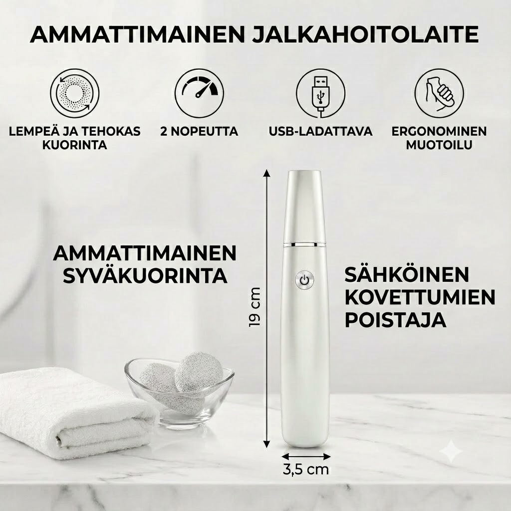 Sähköinen kovettumanpoistaja jaloille