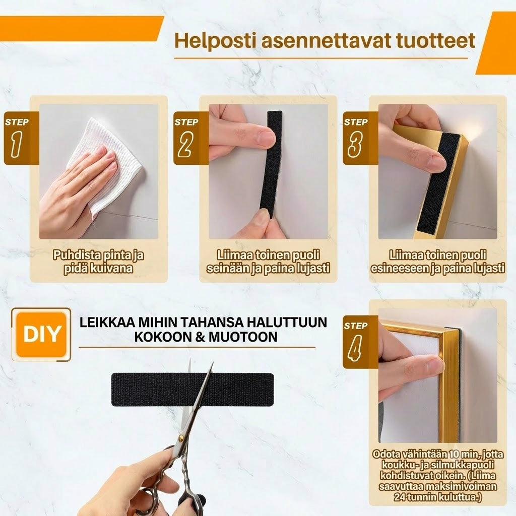 Vahva itsekiinnittyvä tarranauha (1 setti / 20 kpl)