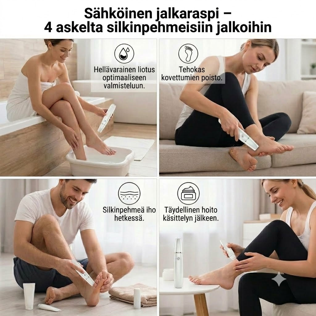 Sähköinen kovettumanpoistaja jaloille
