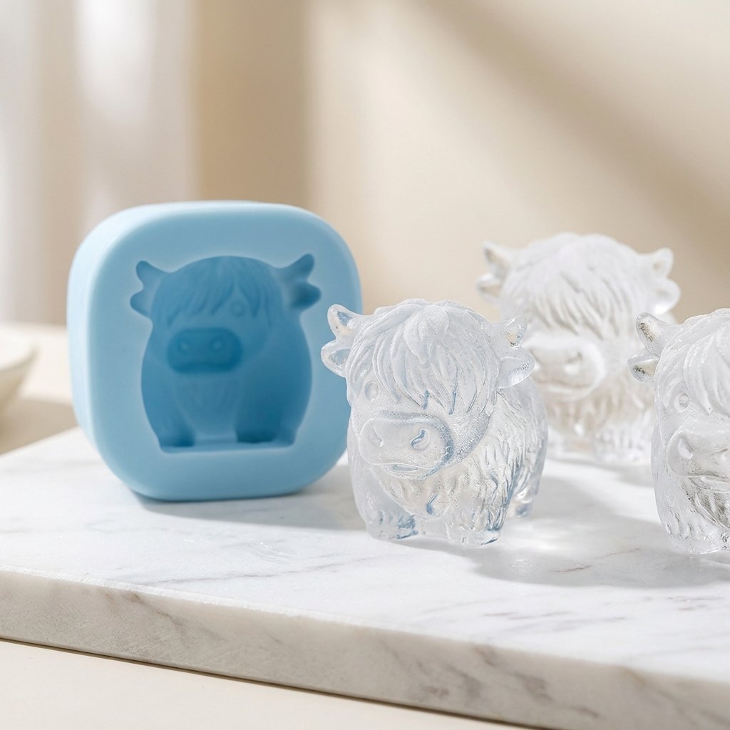🐮 Mini ylämaankarja -jääpalamuotti – 3D-silikonia jääpaloille