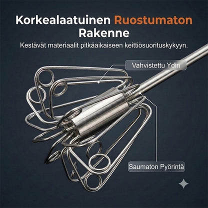 Kätevä keittiöapulainen: Ruostumattomasta teräksestä valmistettu vispilä liukumattomalla kahvalla