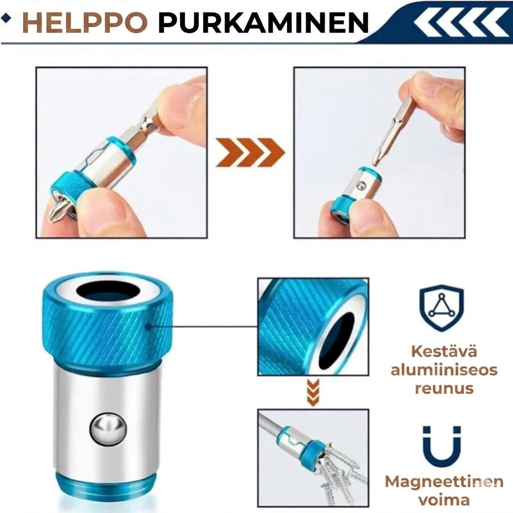 Universaali magneettirengas ruuvauskärjille – 3 kappaleen setti