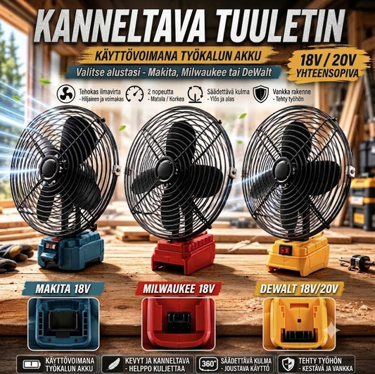 Kannettava tuuletin työkalun akulla