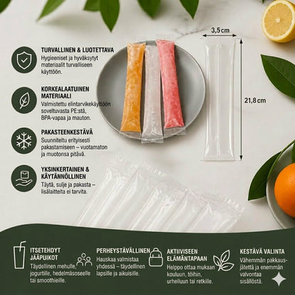 DIY-mehujöpussit (100 kpl) – Kertakäyttöiset mehujäämuit