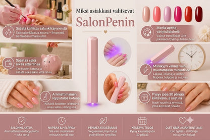 SalonPen – 3-in-1 kynsilakkakynä (UV-lampulla) – 6 kpl pakkaus
