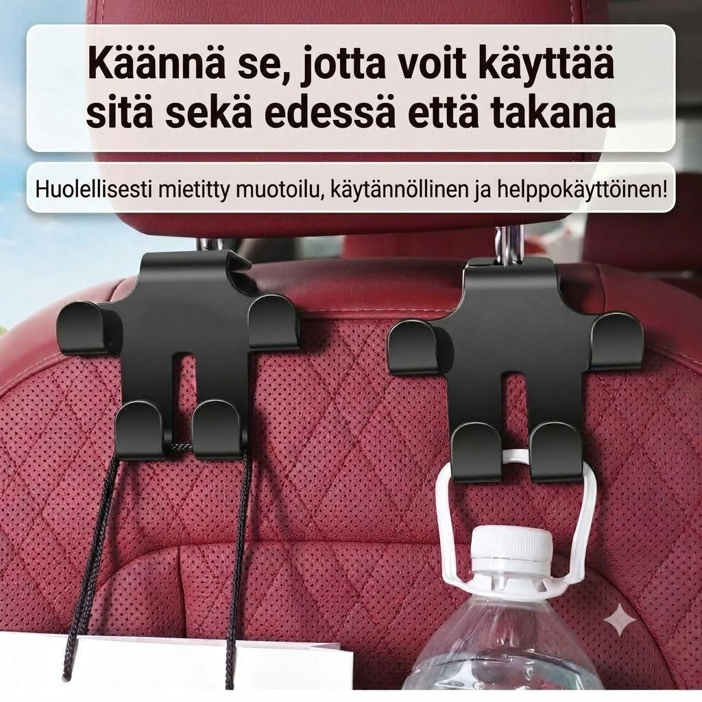 Auton niskatuen koukut (2 kpl pakkaus)