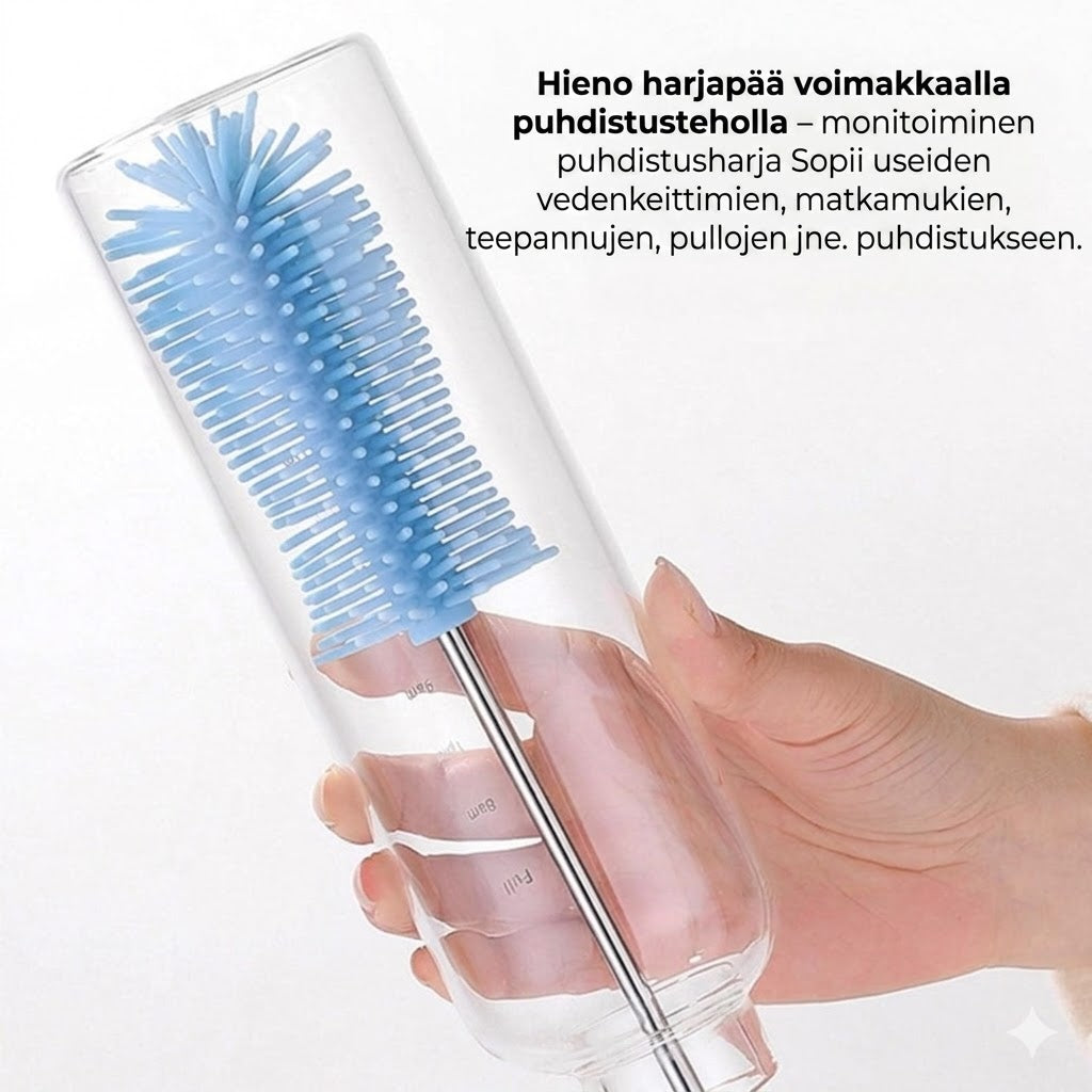 Pyörivä silikoninen pulloharja - 360 asteen puhdistus - Tuttipulloille, laseille ja juomapulloille - Hygieeninen
