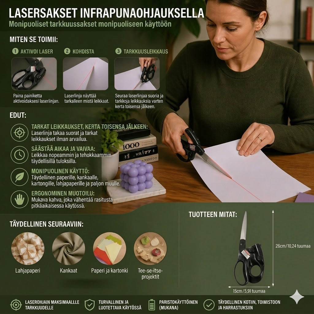 Infrapunaohjatut sakset – Tarkka kohdistus ompeluun ja askarteluun