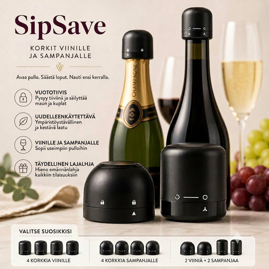 SipSave – Viini- ja samppanjakorkit