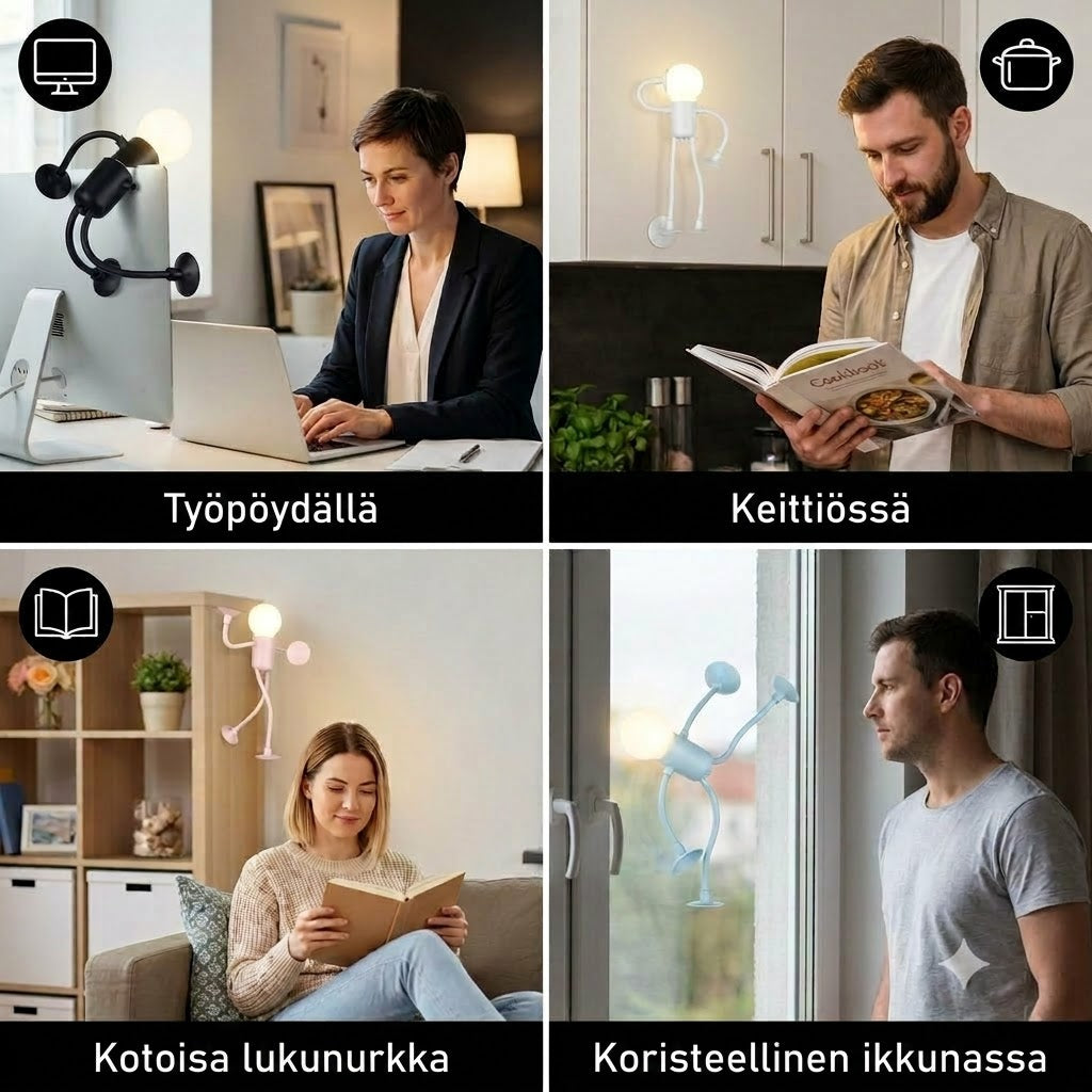 Imukupillinen LED-valo – Hauska muotoilu vaihdettavilla imukupeilla koristeluun