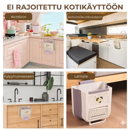 Tilaa säästävä kokoontaitettava roskakori