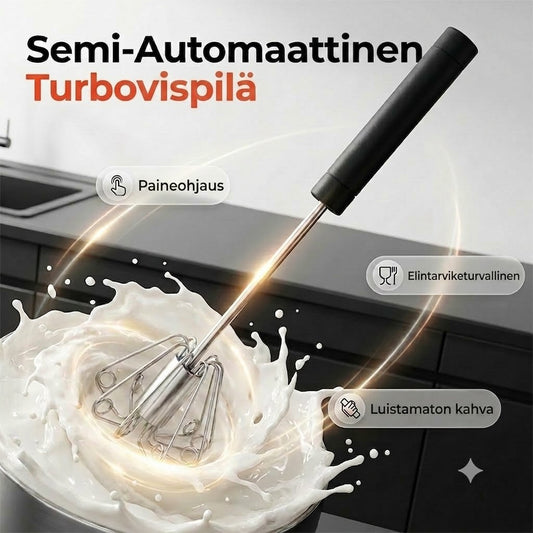 Kätevä keittiöapulainen: Ruostumattomasta teräksestä valmistettu vispilä liukumattomalla kahvalla