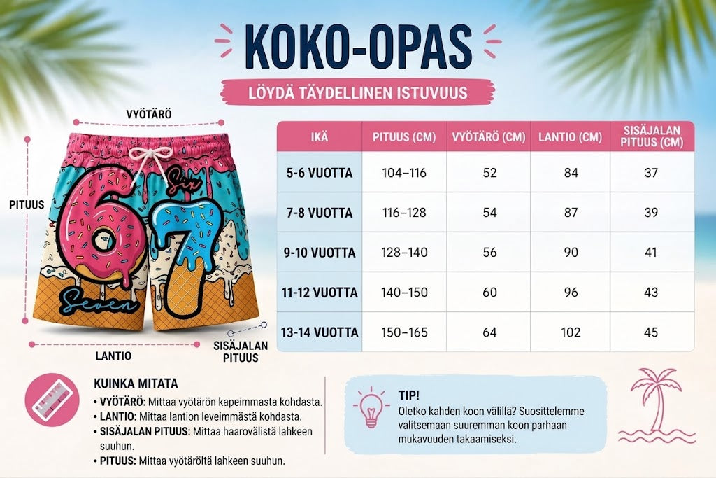 🍦Jäätelö- ja donitsikuvioiset shortsit / Shortsit jäätelö- ja donitsikuosilla🍩
