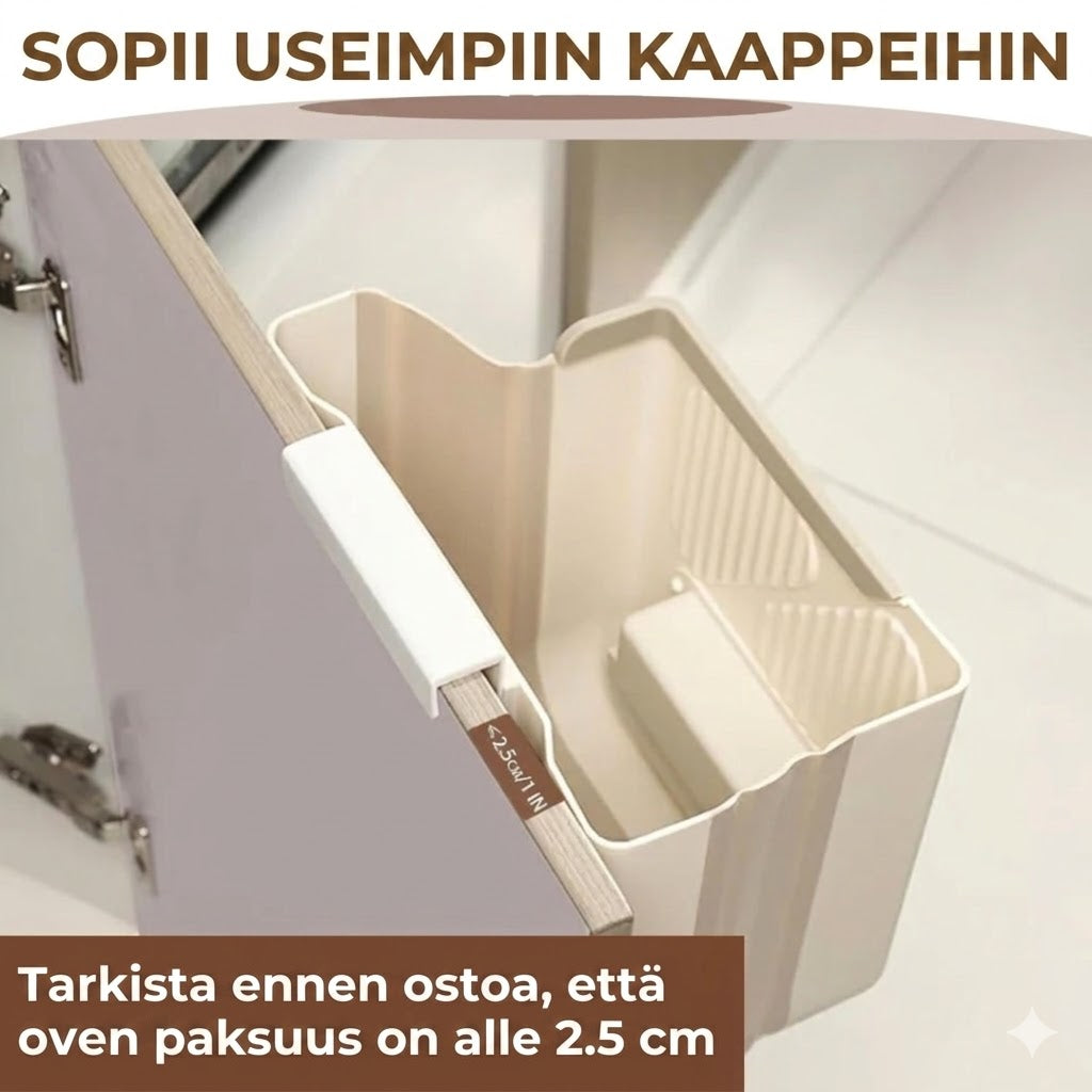 Tilaa säästävä kokoontaitettava roskakori