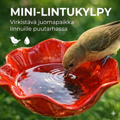 Käsintehty lintukylpy kukkasiemenen muodossa – Ainutlaatuinen puutarhakoriste ja lintujen juomakulho