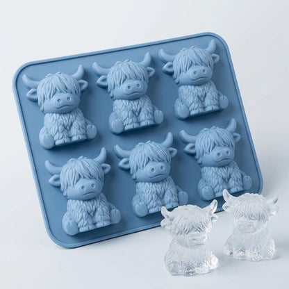 🐮 Mini ylämaankarja -jääpalamuotti – 3D-silikonia jääpaloille
