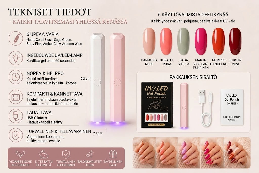 SalonPen – 3-in-1 kynsilakkakynä (UV-lampulla) – 6 kpl pakkaus