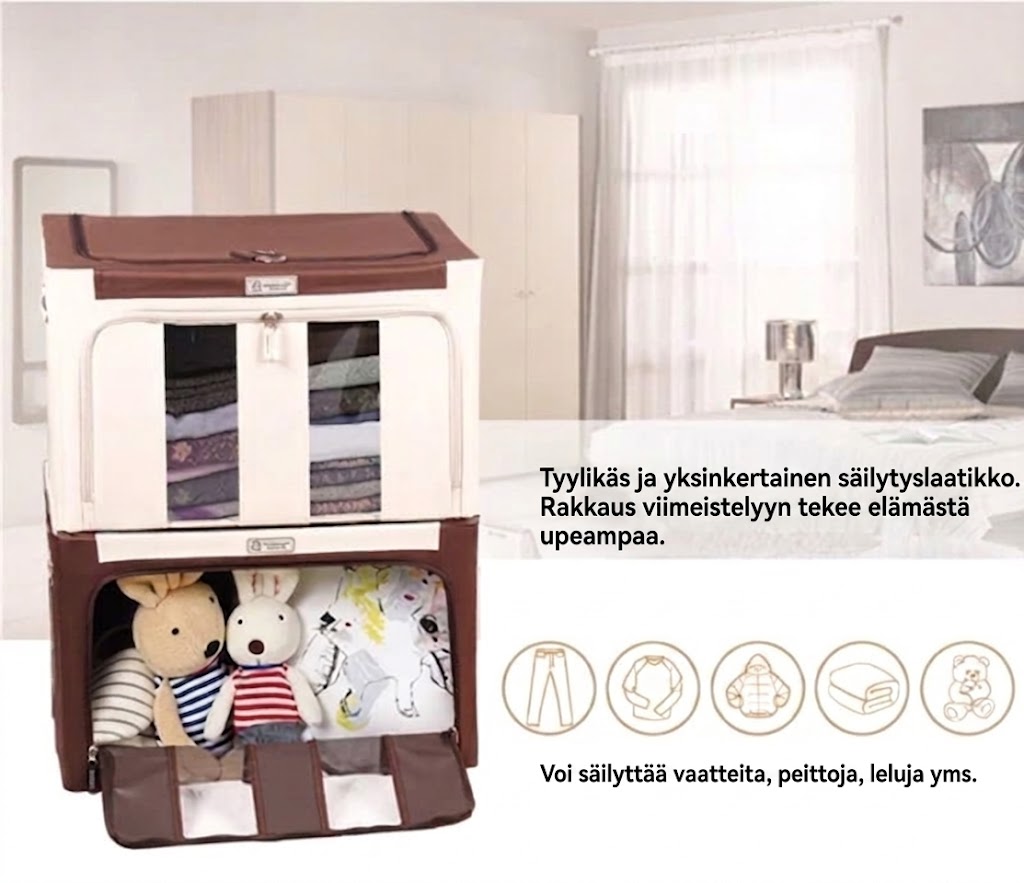 Suuri vaatesäilytyslaatikko kannella