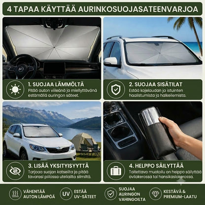 Taitettava tuulilasin aurinkosuoja – Tehokas UV-suoja ja aurinkosuojaus autolle 🚗☂️